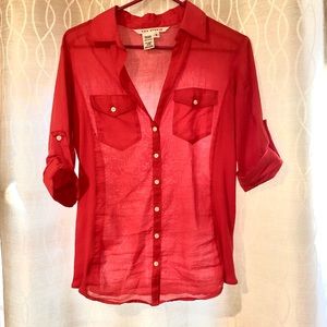 Lightweight red Max Studio top.